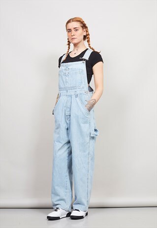 VINTAGE 90'S HUNTER LIGHT-WASH OVERSIZED DUNGAREES