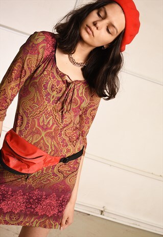 Y2K RETRO EASTERN INSPIRED KITSCH MESH MINI DRESS