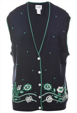 VINTAGE NAVY SWEATER VEST - L