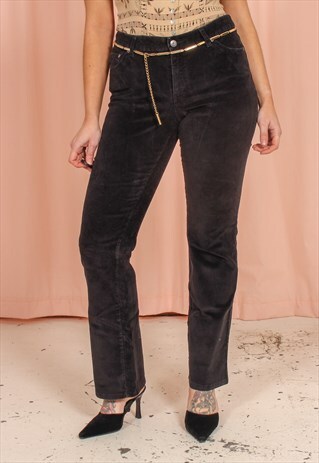 VINTAGE 90S CORDUROY TROUSERS IN BLACK