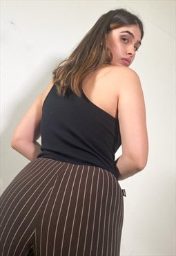 VIntage 90s stripes brown skinny trousers 