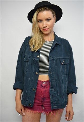 VINTAGE 90S LEE OVERSIZED NAVY WASH DENIM JACKET GRUNGE