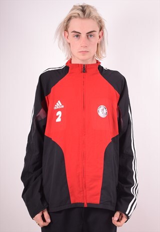 ADIDAS MENS VINTAGE TRACKSUIT TOP JACKET XL RED 90S