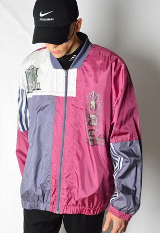 VINTAGE 80S COLOUR BLOCK SHELL BOMBER JACKET