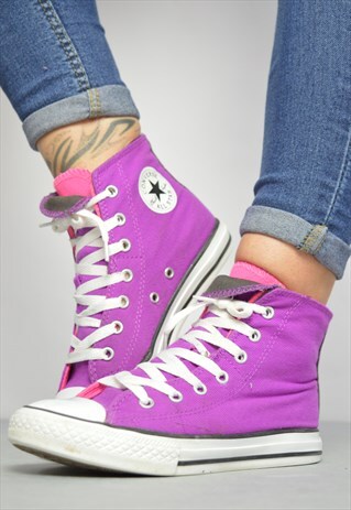 VINTAGE 90S CONVERSE PURPLE & PINK DOUBLE TONGUE HI TOPS