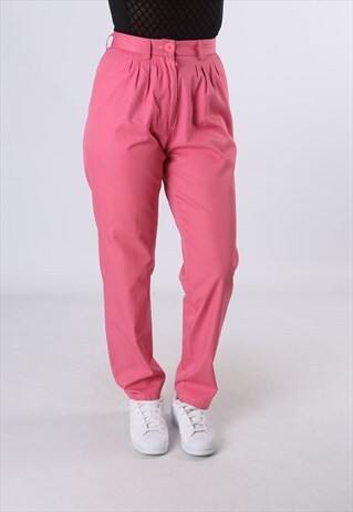 HIGH WAISTED TROUSERS PLAIN WIDE TAPERED LEG UK 8 - 10 DW4L