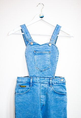 VINTAGE SWEETHEART 80S LIGHT WASH SKINNY DENIM DUNGAREES