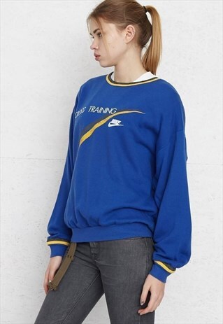 VINTAGE BLUE NIKE CREW NECK PULLOVER SWEATSHIRT