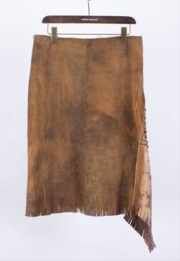 Vintage Leather Tassel Skirt