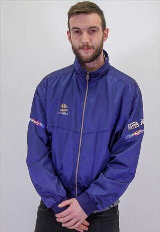 VINTAGE KAPPA LOGO SHELL JACKET IN BLUE LARGE