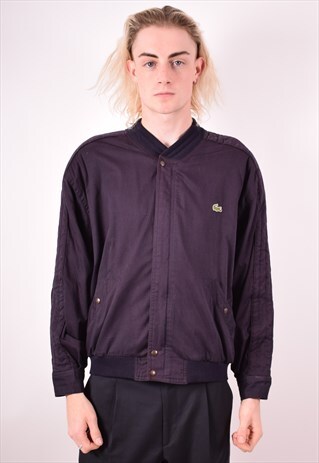 LACOSTE MENS VINTAGE BOMBER JACKET MEDIUM NAVY BLUE 90S