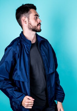 VINTAGE 1980S BOMBER JACKET IN NAVY BLUE