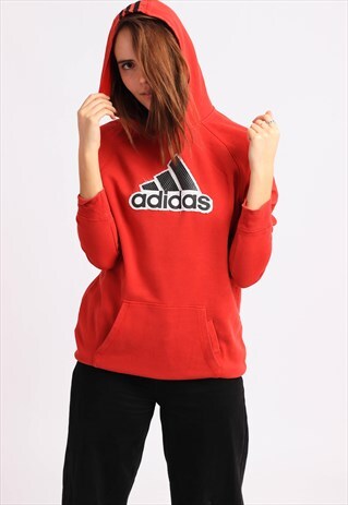 VINTAGE ADIDAS BIG LOGO HOODIE RED