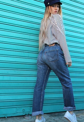 ORIGINAL LEVI'S 501'S MID BLUE WASH HIGH WAISTED MOM JEANS