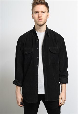 VINTAGE CORDUROY CORD SHIRT BLACK