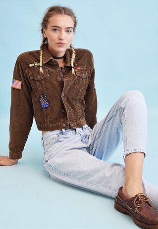 90'S RETRO EMBROIDERY CORDUROY TEEN JACKET
