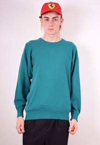 AQUASCUTUM MENS VINTAGE JUMPER SWEATER MEDIUM GREEN 90S