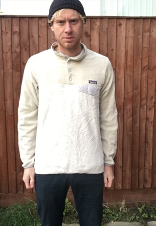 VINTAGE PATAGONIA FLEECE JUMPER WHITE M WINTER OUTDOORS 80S