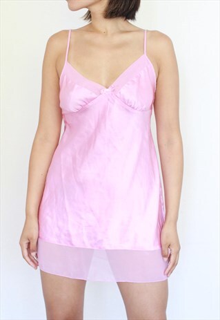 BABY PINK SLIP SATIN SHEER DRESS