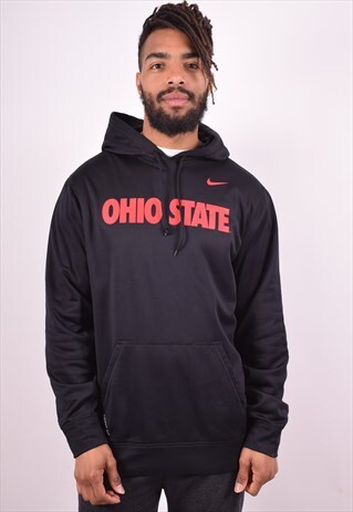 NIKE MENS VINTAGE HOODIE JUMPER LARGE BLACK 90S