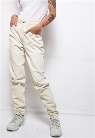 VINTAGE 90S TRUSSARDI BEIGE CORDUROY TROUSERS ID:7125