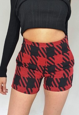Vintage 90s High Waisted Wool Houndstooth Shorts