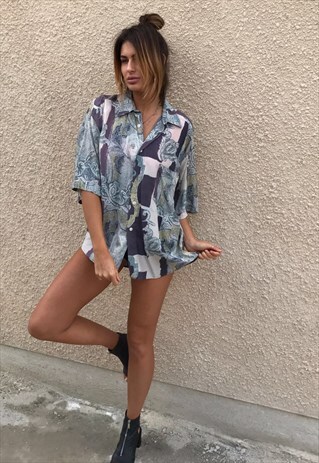 PATTERNED OVERSIZED RETRO VINTAGE UNISEX FESTIVAL SHIRT
