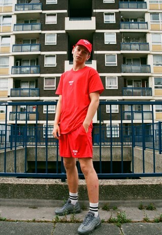 RED SHORTS WITH DREAM SPORT EMBROIDERED LOGO