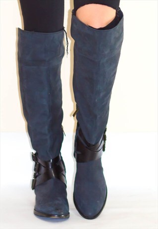 70'S STYLE SUEDE & LEATHER THIGH HIGH BOOTS