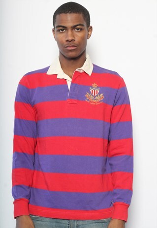 VINTAGE RALPH LAUREN POLO JEANS CO STRIPED RUGBY POLO SHIRT