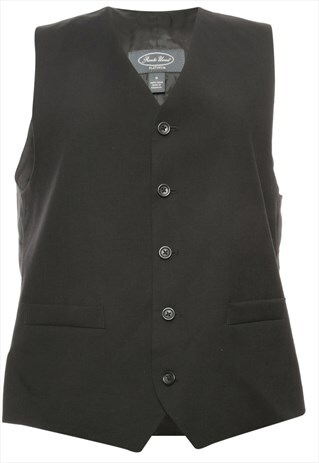 VINTAGE BEYOND RETRO CLASSIC BLACK 1990S WAISTCOAT - M