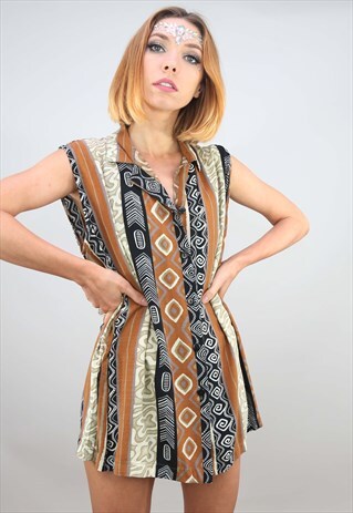 VINTAGE OVERSIZED PATTERNED BLOUSE