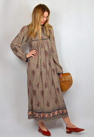 dresses 70s maxi peasant dress asos marketplace hippy brown