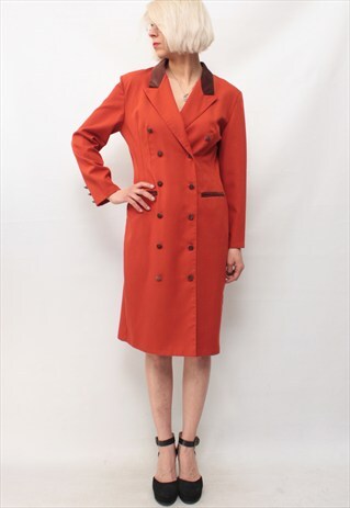 VINTAGE 80' BEAUTIFUL MIDI RED LOOK LIKE JACKET DRESS