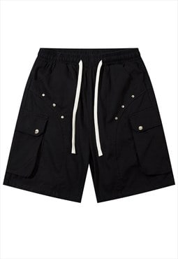 Cargo pocket utility shorts cropped gorpcore pants in black
