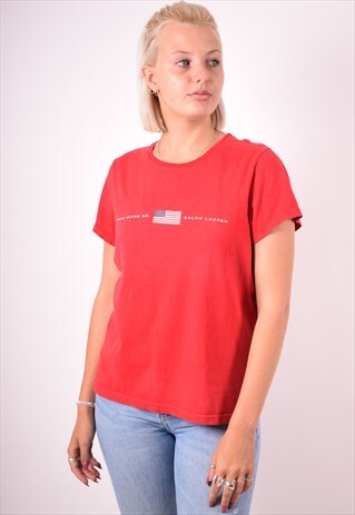 POLO RALPH LAUREN WOMENS VINTAGE T-SHIRT TOP XL RED 90S