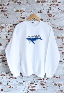 Save The Whale wildlife print White Sweatshirt