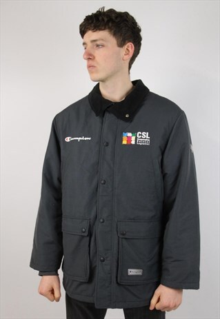VINTAGE CHAMPION GREY PADDED SPORTS JACKET