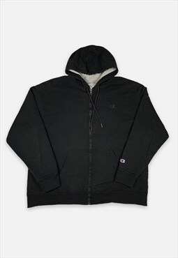 Vintage Champion embroidered black zip hoodie