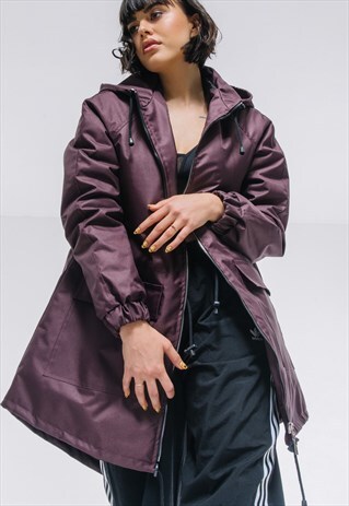 WINDBREAKER PARKA COAT IN BURGUNDY MAROON