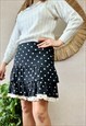 80'S VINTAGE BLACK AND WHITE POLKADOT MINI SKIRT
