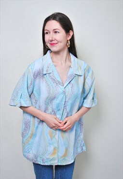 Oversized pattern blouse, 80s leopard shirt