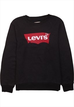 Vintage 90's Levi's Sweatshirt Spellout Crew Neck Black