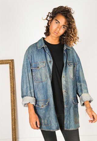 VINTAGE 80S LEVIS DENIM LONG JACKET / R119
