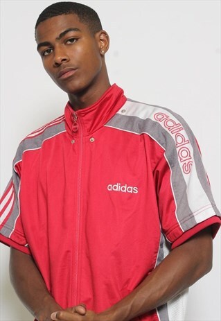 VINTAGE ADIDAS SHORT SLEEVED TRACK JACKET RED