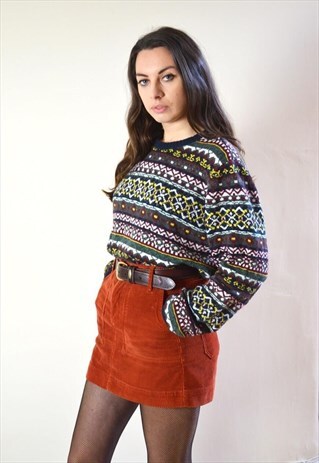 00S MULTI COLOURED PATTERN KNIT JUMPER