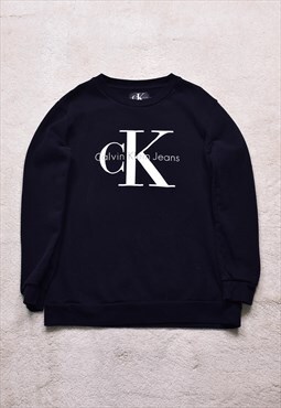 Calvin Klein Black Big Logo Print Sweater