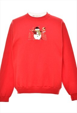 Vintage Beyond Retro Snowman Design Red Christmas Sweatshirt