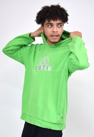 VINTAGE 90S ADIDAS GREEN LOGO HOODIE