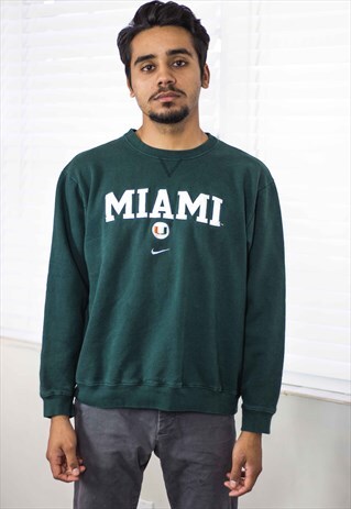 VINTAGE NIKE MIAMI SWEATSHIRT LOGO 90S L 17.7